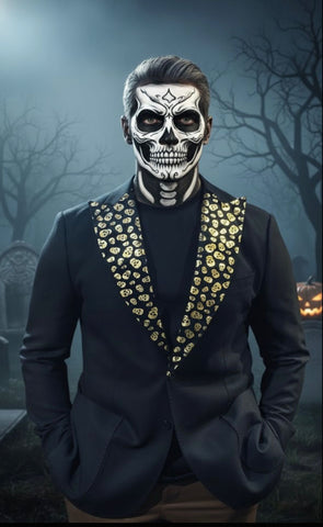 BLACK VELVET PEAK SKULL HALLOWEEN