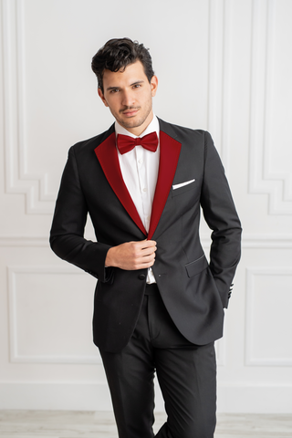 Red Satin Notch Lapels