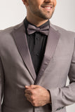 Grey Satin Notch Lapels