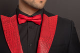 Red Alligator Print Lapels