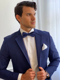 Blue Satin Bow Tie