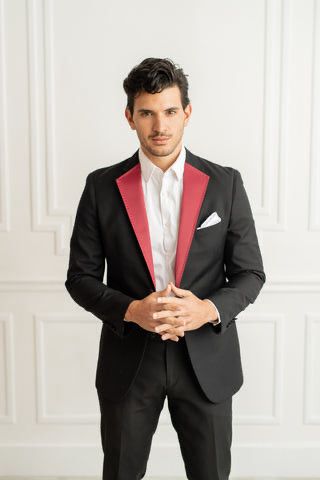 Red Satin Notch Lapels