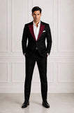 RED ROSE PATTERN PEAK LAPEL