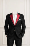 Red Satin Peak Lapels