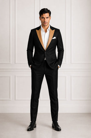 GOLD SATIN PEAK LAPEL