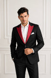 Red Satin Peak Lapels