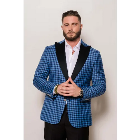 Blue Satin Peak Lapel