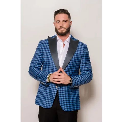 Blue Satin Peak Lapel