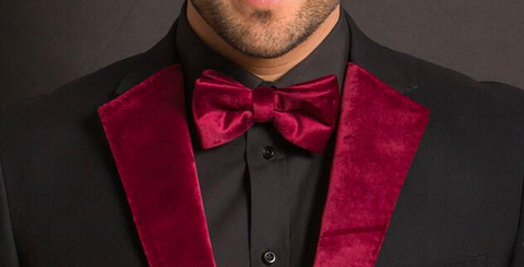 Burgundy Velvet Bow Tie