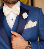 Blue Satin Notch Lapels