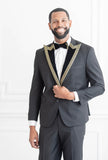 Velvet + Gold  Peak Lapels (black)