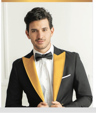 GOLD SATIN PEAK LAPEL