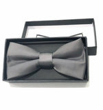 Grey Satin Bow Tie