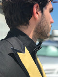 Yellow and black satin Peak Lapels